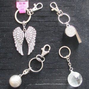 BUNDLE OF 4 SILVERTONE KEYRINGS